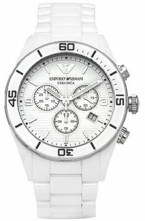 Buy Shop Emporio Armani Ceramic Chronograph White Dial White Ceramic Strap Watch For Men - AR1424 USA Online