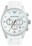Buy Shop Emporio Armani Sport Chronograph White Dial White Silicone Strap Watch For Men - AR5859 USA Online