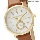 Buy Shop Michael Kors Portia Quartz White Dial Brown Leather Strap Watch For Women - MK2734 USA Online