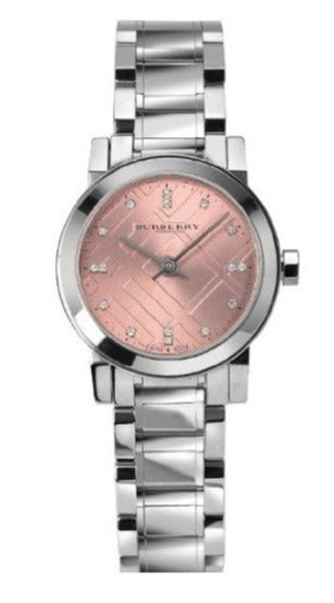 Buy Shop Burberry The City Diamonds Pink Dial Silver Steel Strap Watch for Women - BU9223 USA Online