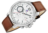 Buy Shop Tommy Hilfiger Landon Chronograph White Dial Brown Leather Strap Watch for Men - 1791531 USA Online