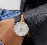 Buy Shop Michael Kors Pyper Quartz White Dial Black Leather Strap Watch For Women - MK2834 USA Online