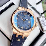 Maurice Lacroix Aikon Limited Edition Blue Dial Blue Leather Strap Watch For Men - AI6008-BRZ01-420-1