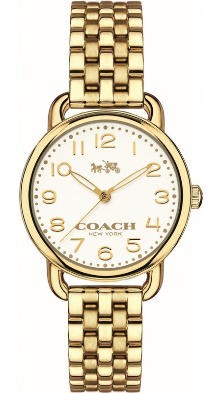 Buy Shop Coach Delancey White Dial Gold Steel Strap Watch for Women - 14502241 USA Online