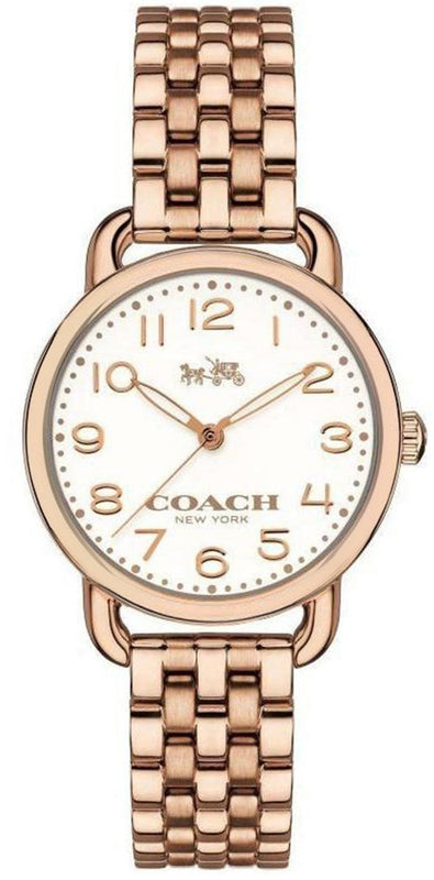 Buy Shop Coach Delancey White Dial Rose Gold Steel Strap Watch for Women - 14502242 USA Online