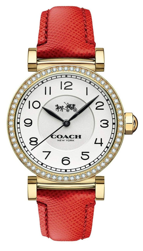 Buy Shop Coach Madison White Dial Red Leather Strap Watch for Women - 14502400 USA Online