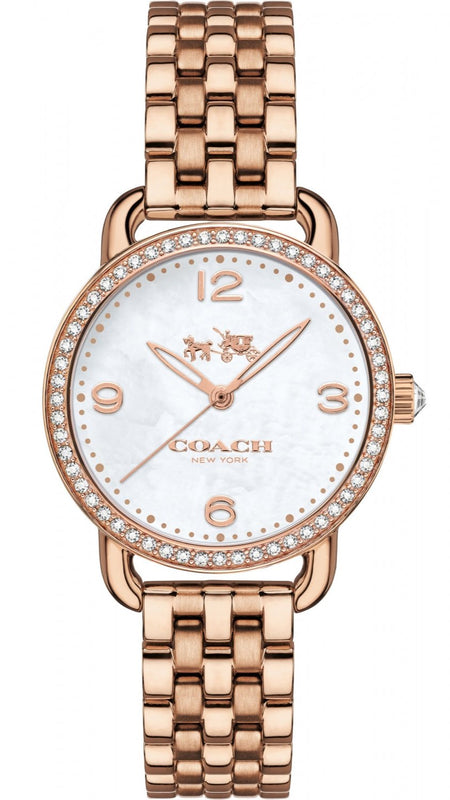 Buy Shop Coach Delancey Mother of Pearl White Dial Rose Gold Steel Strap Watch for Women - 14502479 USA Online