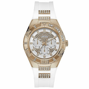 Buy Shop Guess Luna Diamonds White Dial White Rubber Strap Watch for Women - W0653L4 USA Online