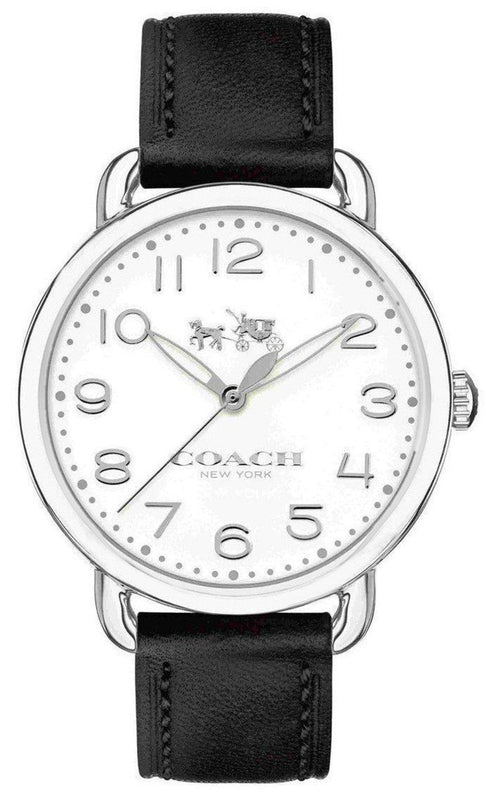 Buy Shop Coach Delancey White Dial Black Leather Strap Watch for Women - 14502714 USA Online