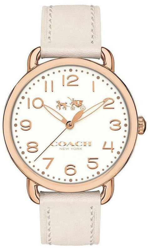 Buy Shop Coach Delancey White Dial White Leather Strap Watch for Women - 14502716 USA Online