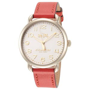 Buy Shop Coach Delancey Ivory Dial Orange Leather Strap Watch for Women - 14502719 USA Online