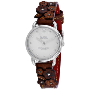 Buy Shop Coach Delancey White Dial Floral Brown Leather Strap Watch for Women - 14502761 USA Online