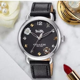 Buy Shop Coach Delancey Black Dial Black Leather Strap Watch for Women - 14502780 USA Online