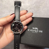 Buy Shop Coach Delancey Black Dial Black Leather Strap Watch for Women - 14502780 USA Online