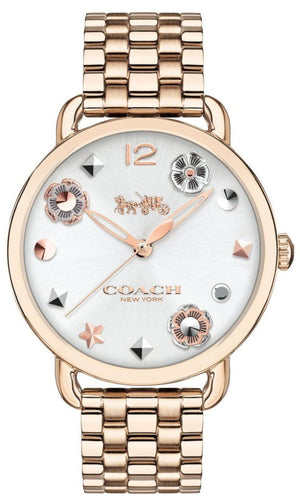 Coach Delancey White Dial Rose Gold Tone Stainless Steel Watch For Women - 14502811