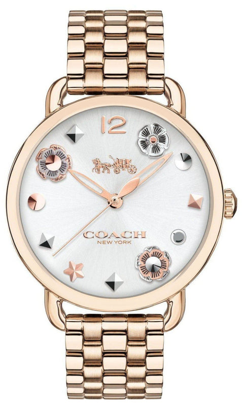 Buy Shop Coach Delancey White Dial Rose Gold Tone Stainless Steel Watch For Women - 14502811 USA Online