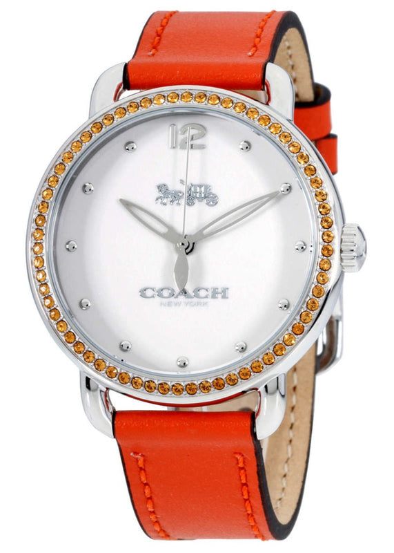 Buy Shop Coach Delancey White Dial Orange Leather Strap Watch for Women - 14502880 USA Online