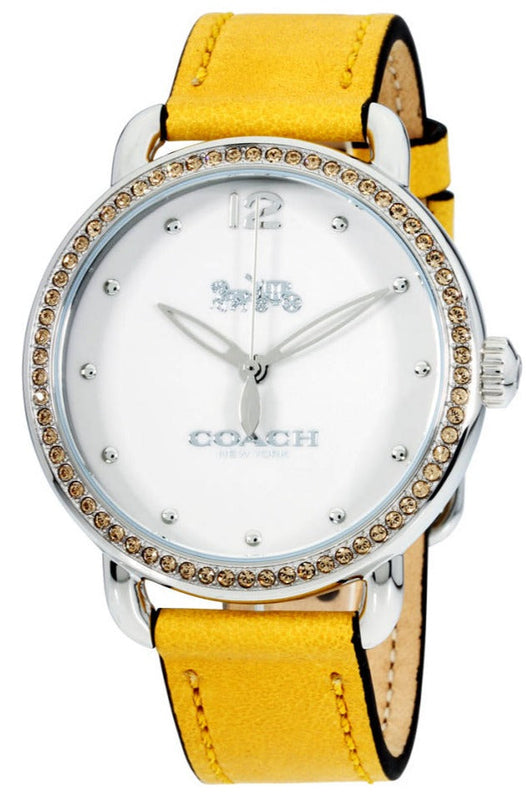 Buy Shop Coach Delancey White Dial Yellow Leather Strap Watch for Women - 14502882 USA Online