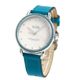 Coach Delancey White Dial Turquoise Leather Strap Watch for Women - 14502884