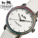 Coach Delancey Crystals White Dial White Leather Strap Watch For Women - 14502888