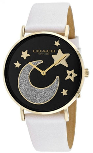 Buy Shop Coach Perry Black Dial White Leather Strap Watch for Women - 14503041 USA Online