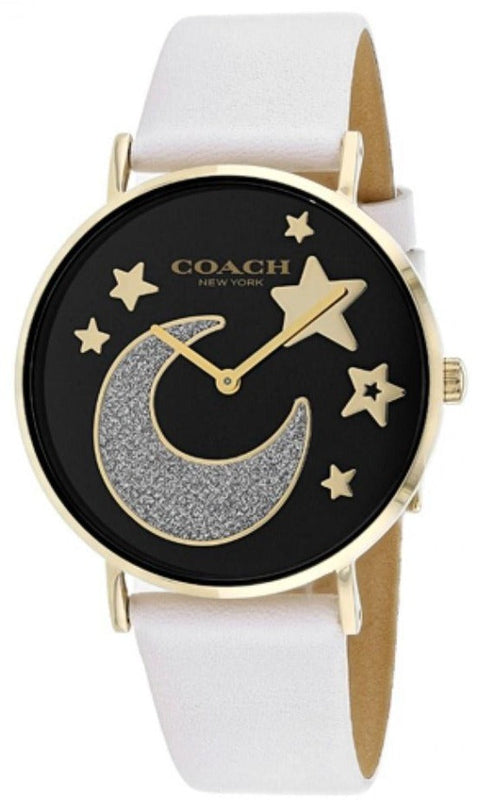 Buy Shop Coach Perry Black Dial White Leather Strap Watch for Women - 14503041 USA Online