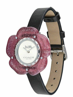 Buy Shop Coach Perry Silver Dial Black Leather Strap Watch for Women - 14503049 USA Online
