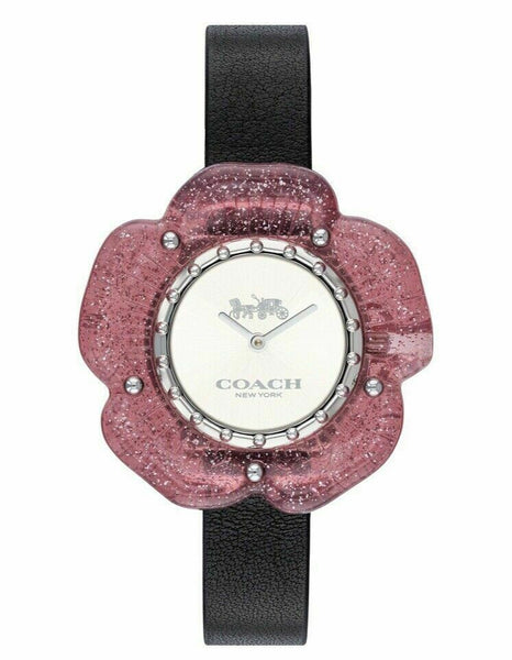 Buy Shop Coach Perry Silver Dial Black Leather Strap Watch for Women - 14503049 USA Online