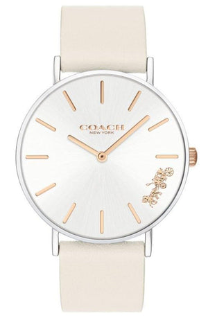 Buy Shop Coach Perry White Dial White Leather Strap Watch for Women - 14503117 USA Online