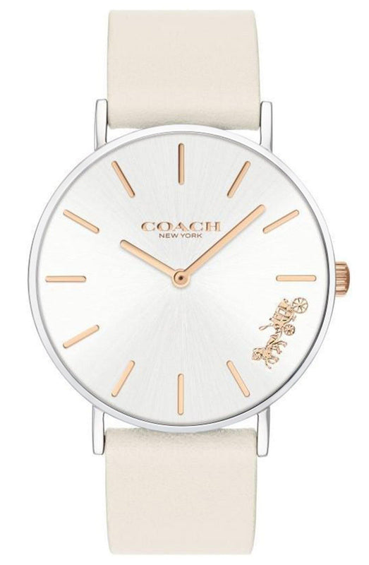 Buy Shop Coach Perry White Dial White Leather Strap Watch for Women - 14503117 USA Online