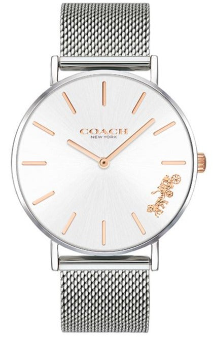 Buy Shop Coach Perry White Dial Silver Mesh Bracelet Watch for Women - 14503124 USA Online