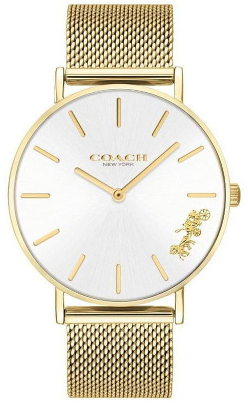 Buy Shop Coach Perry White Dial Gold Mesh Bracelet Watch for Women - 14503125 USA Online