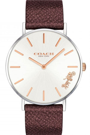 Buy Shop Coach Perry White Dial Brown Leather Strap Watch for Women - 14503154 USA Online