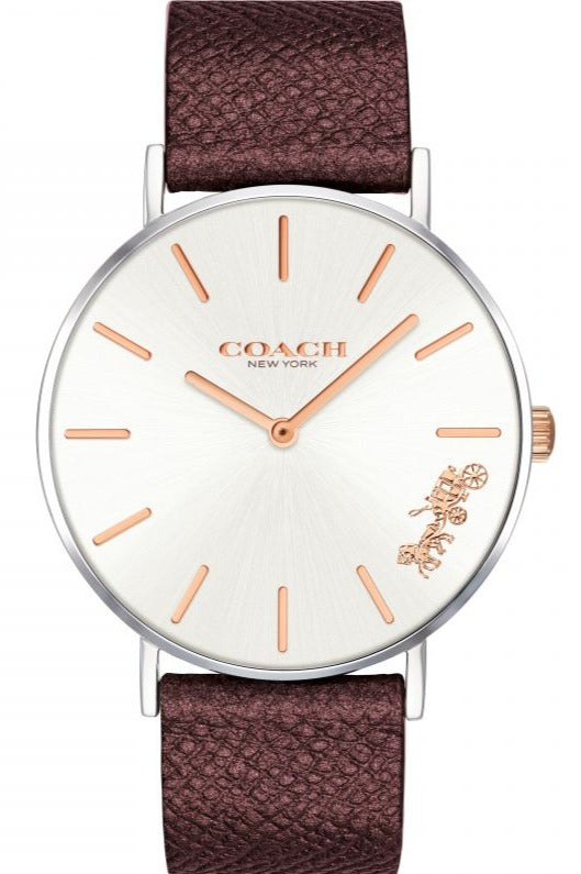 Buy Shop Coach Perry White Dial Brown Leather Strap Watch for Women - 14503154 USA Online
