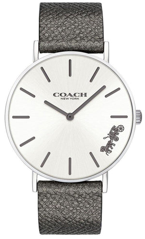 Buy Shop Coach Perry White Dial Grey Leather Strap Watch for Women - 14503155 USA Online