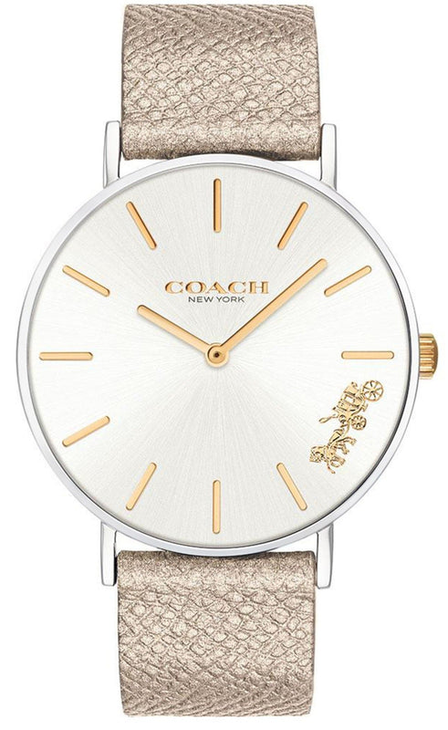 Buy Shop Coach Perry White Dial Beige Leather Strap Watch for Women - 14503157 USA Online