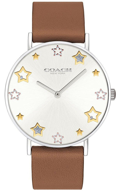 Buy Shop Coach Perry White Dial Brown Leather Strap Watch for Women - 14503242 USA Online