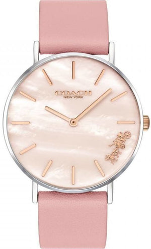 Buy Shop Coach Perry Mother of Pearl Pink Dial Pink Leather Strap Watch for Women - 14503244 USA Online