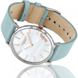 Buy Shop Coach Perry Mother of Pearl White Dial Blue Leather Strap Watch for Women - 14503271 USA Online