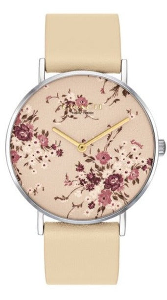 Buy Shop Coach Perry Beige Floral Dial Beige Leather Strap Watch for Women - 14503293 USA Online
