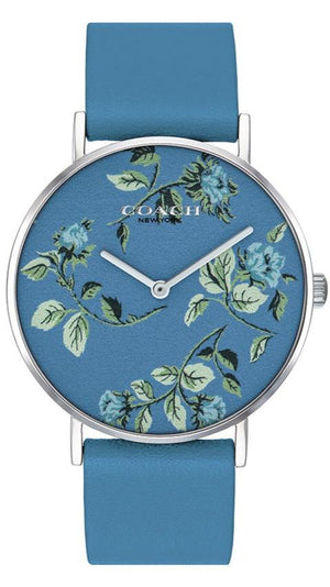 Buy Shop Coach Perry Floral Blue Dial Blue Leather Strap Watch for Women - 14503294 USA Online