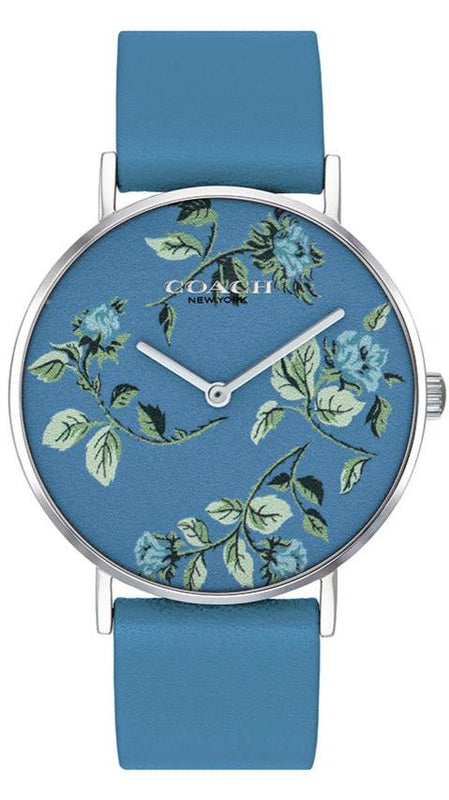 Buy Shop Coach Perry Floral Blue Dial Blue Leather Strap Watch for Women - 14503294 USA Online