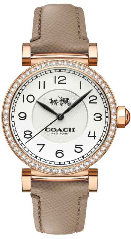 Buy Shop Coach Madison Diamonds White Dial Beige Leather Strap Watch for Women - 14503394 USA Online