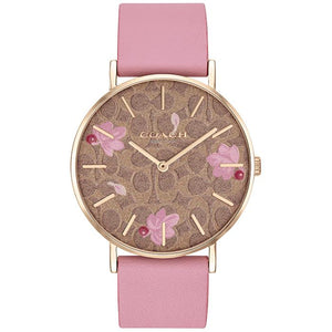 Buy Shop Coach Perry Floral Motif Fawn Dial Pink Leather Strap Watch for Women - 14503442 USA Online