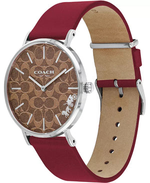 Buy Shop Coach Perry Coffee Brown Dial Red Leather Strap Watch for Women - 14503474 USA Online