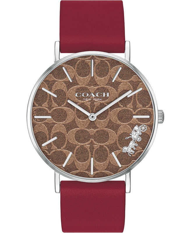 Buy Shop Coach Perry Coffee Brown Dial Red Leather Strap Watch for Women - 14503474 USA Online