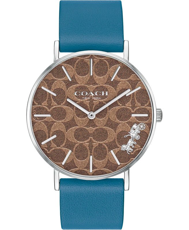 Buy Shop Coach Perry Coffee Dial Blue Leather Strap Watch for Women - 14503475 USA Online