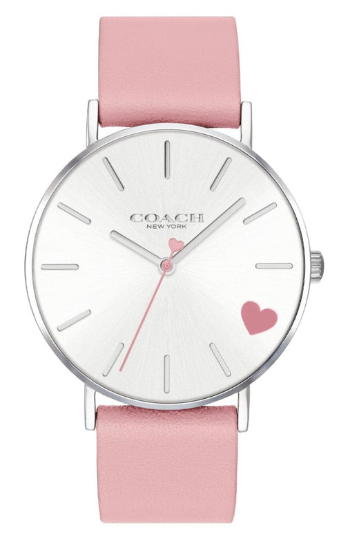 Buy Shop Coach Perry Silver Dial Pink Leather Strap Watch for Women - 14503516 USA Online