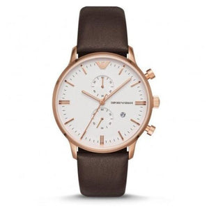 Buy Shop Emporio Armani Retro Quartz White Dial Brown Leather Strap Watch For Men - AR1936 USA Online