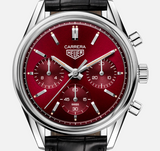 Buy Shop Tag Heuer Carrera Automatic Chronograph Red Dial Black Leather Strap Watch for Men - CBK221G.FC6479 USA Online